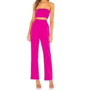 NWT NBD Topaz Bando top and pants set in fuchsia pink